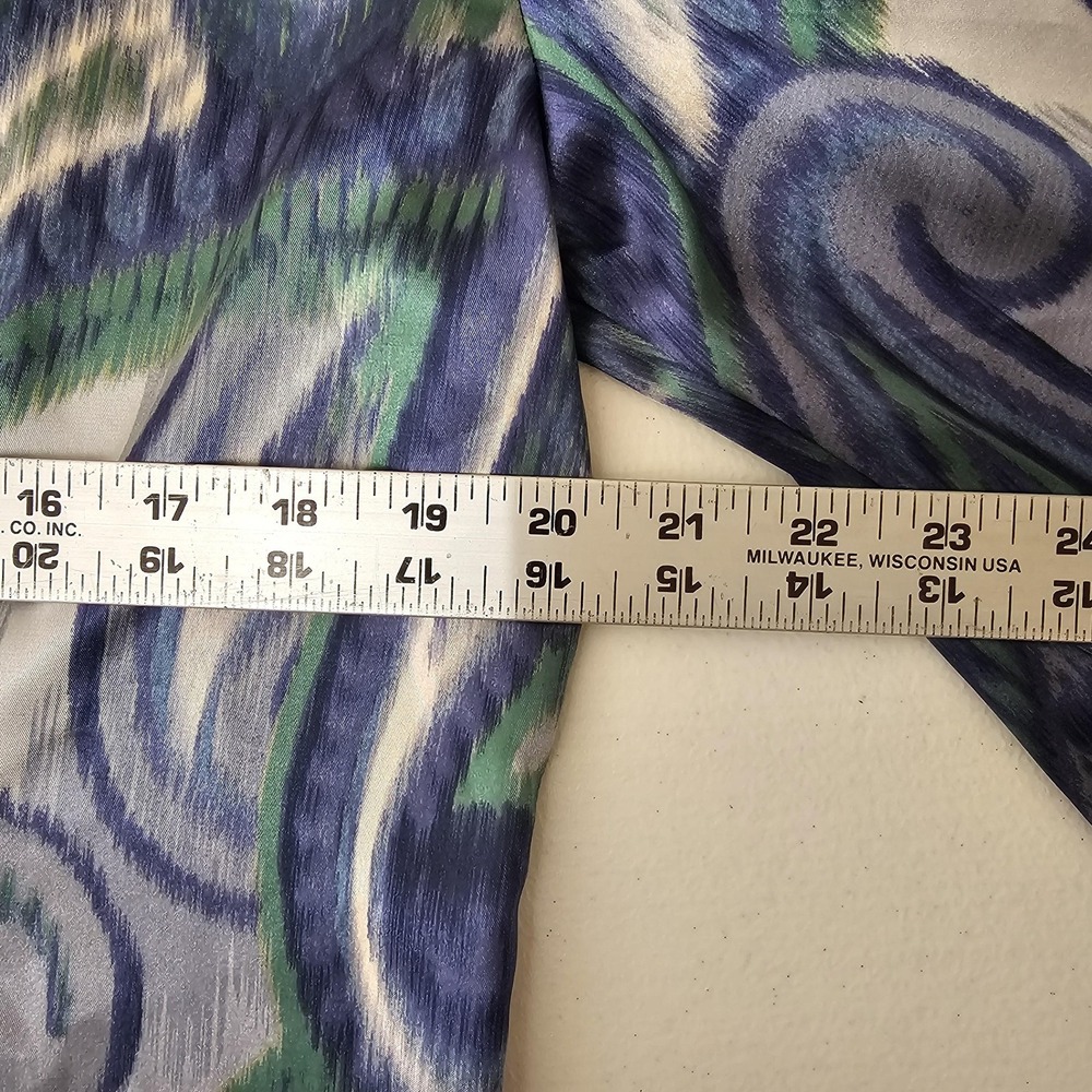 Chicos Shirt Womens 2 Blue Green Paisley Button Up Sheer 3/4 Sleeve Stretch‎ Top - Picture 5 of 9